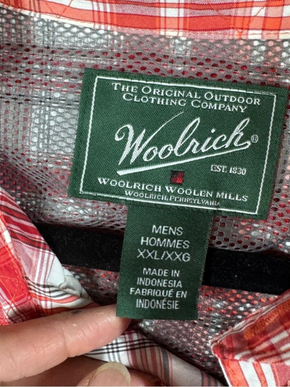 Woolrich Plaid Outdoor Button Down Shirt Red White Hiking Fishing Size XXL - Picture 7 of 14